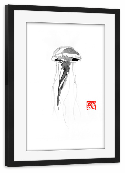 Poster mit Rahmen schwarz "Meduse" artboxONE - Tiere,Unterwasser
