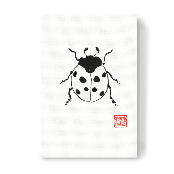 Leinwandbild "Ladybug" artboxONE - Tiere,Schwarzweiß - Ladybug,Sumie,Japan,Insekt,Insect,Käfer,Schwarzweiß,Blackandwhite,Minimal