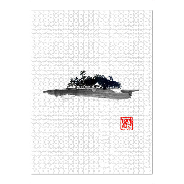 Puzzle Ravensburger "Lonely island" artboxONE - Natur - Island,Sumie,Japan,Natur,Nature,Schwarzweiß,Blackandwhite - Bild island