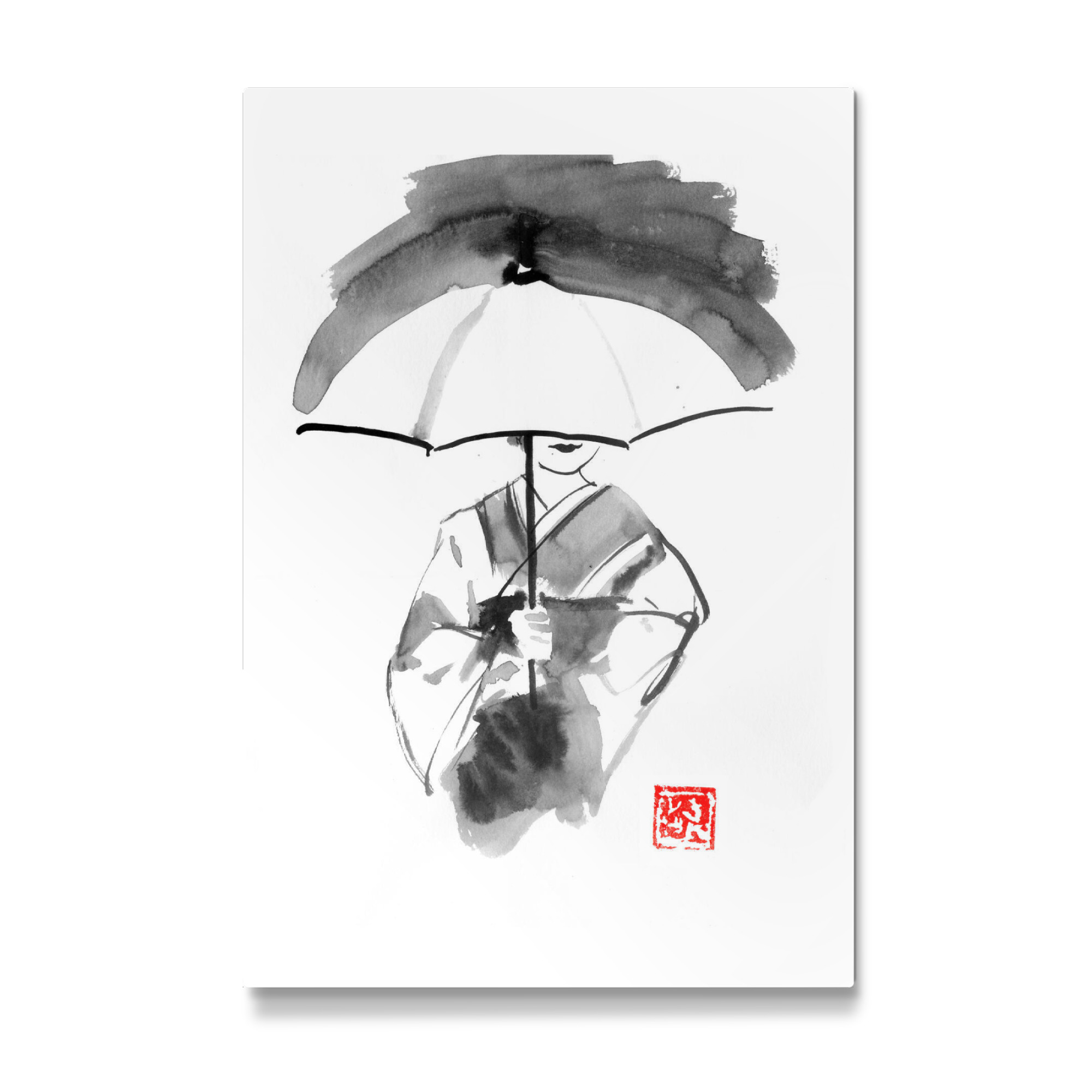 Galerie-Print "Geisha white umbrella" 75x50 cm artboxONE
