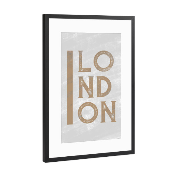 Poster mit Rahmen Schwarz (Metallic) "London minimal" artboxONE - Städte / London,Typografie