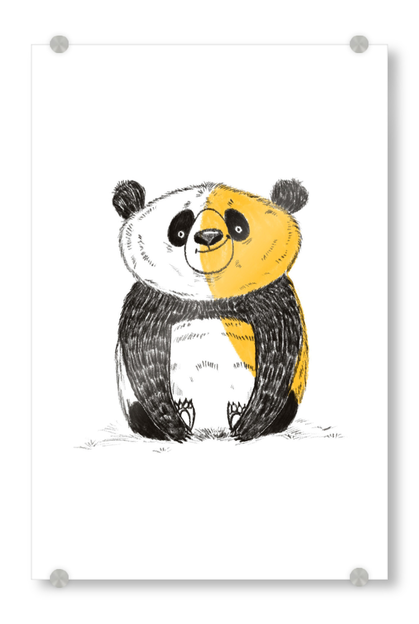Acrylglasbild "Yellow panda" artboxONE - Für Kinder,Tiere - Panda,Animal,Wall decor,Kids room decor,Tier,Kinder,Nursery,Children,Bär,Bear
