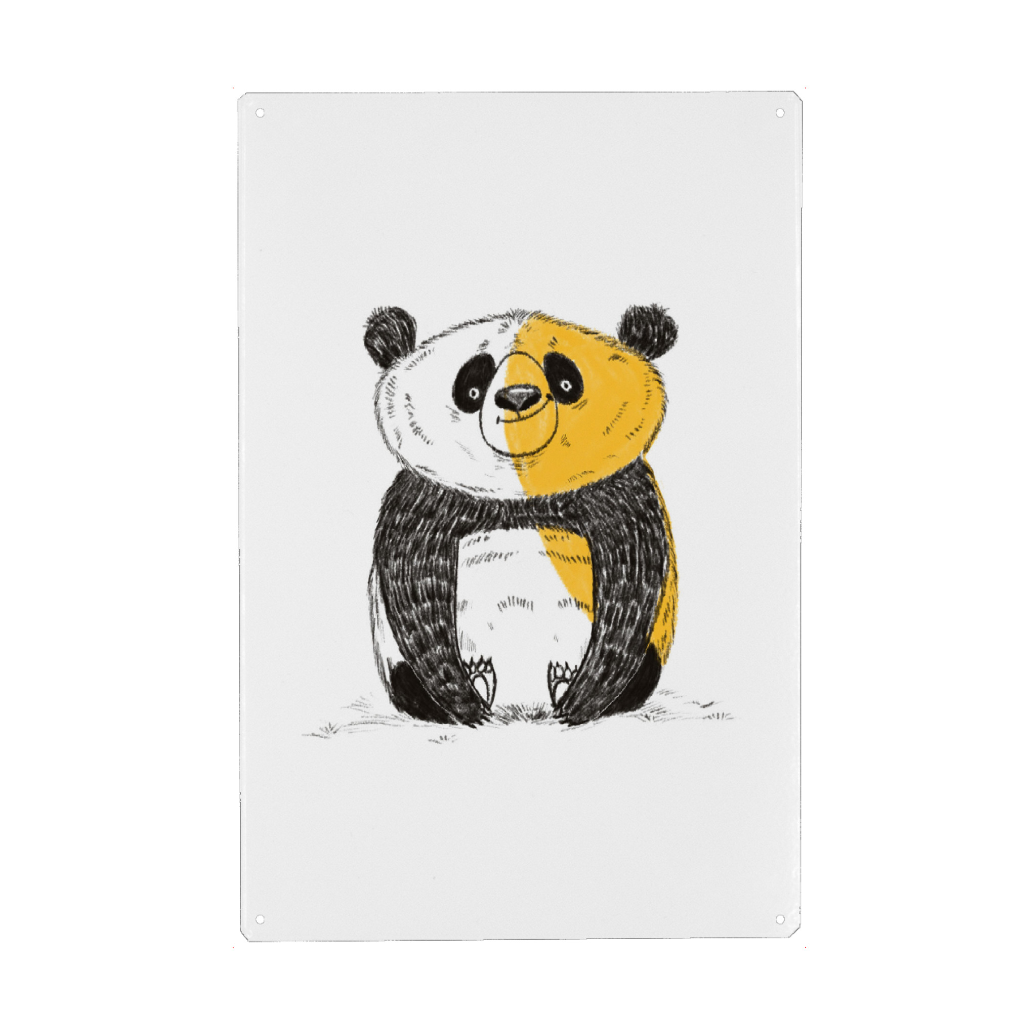 Holzbild "Yellow panda" artboxONE - Für Kinder,Tiere - Panda,Animal,Wall decor,Kids room decor,Tier,Kinder,Nursery,Children,Bär,Bear