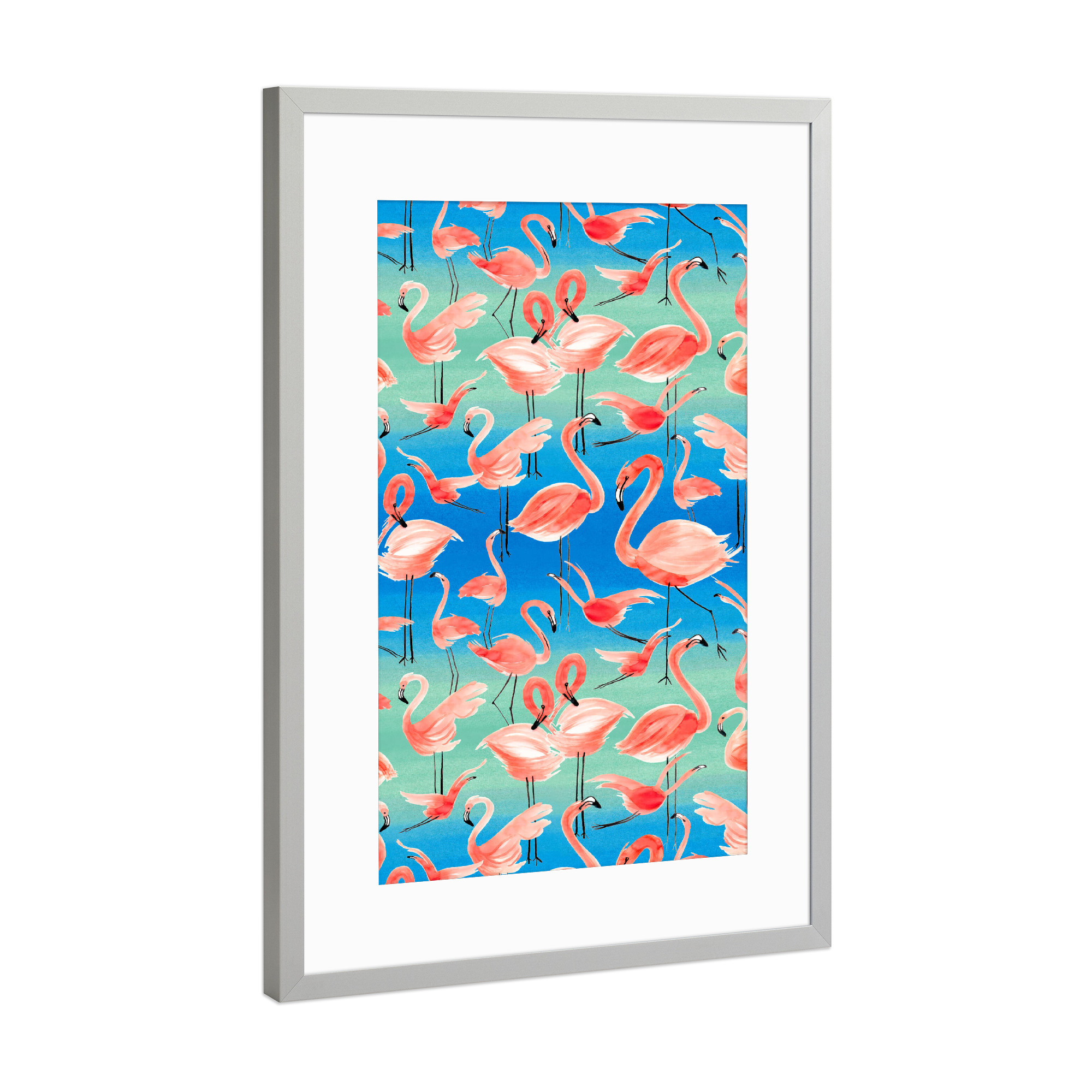 Poster mit Rahmen Silber "Cute Flamingo Pink" artboxONE - Für Kinder,Tiere,Fashion,Für Mama