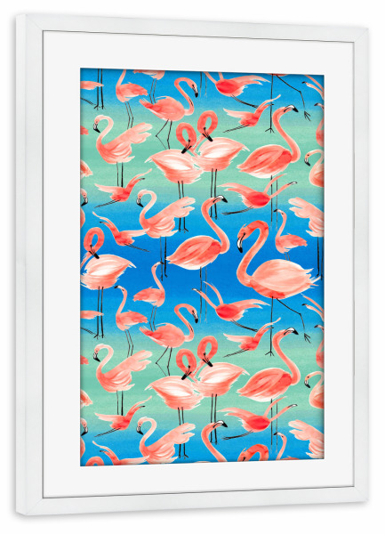 Poster mit Rahmen weiß "Cute Flamingo Pink" artboxONE - Für Kinder,Tiere,Fashion,Für Mama