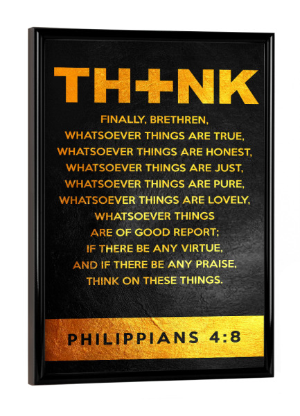 Poster mit schwarzem Rahmen "Philippians 4:8" artboxONE - Typografie