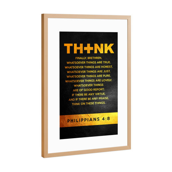 Poster mit Rahmen Kupfer "Philippians 4:8" artboxONE - Typografie
