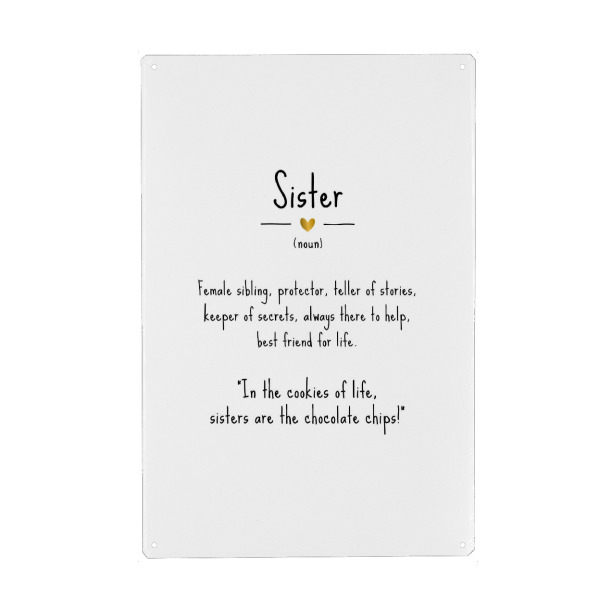 Holzbild "Sister | Definition" artboxONE - Typografie,Für Kinder,Schwarzweiß,Liebe,Lustig