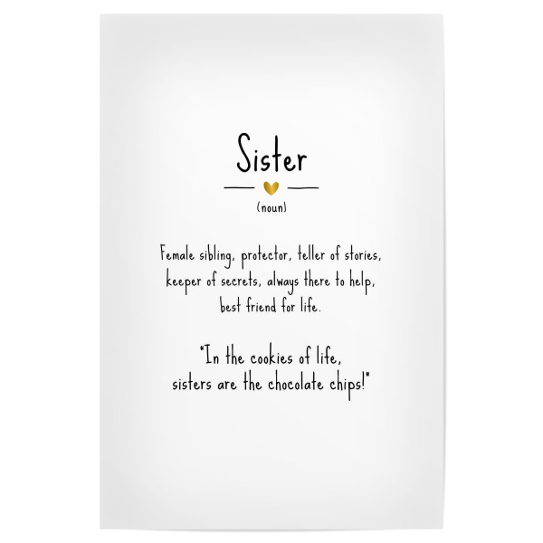 Poster 30x20 cm "Sister | Definition" artboxONE - Typografie,Für Kinder,Schwarzweiß,Liebe,Lustig