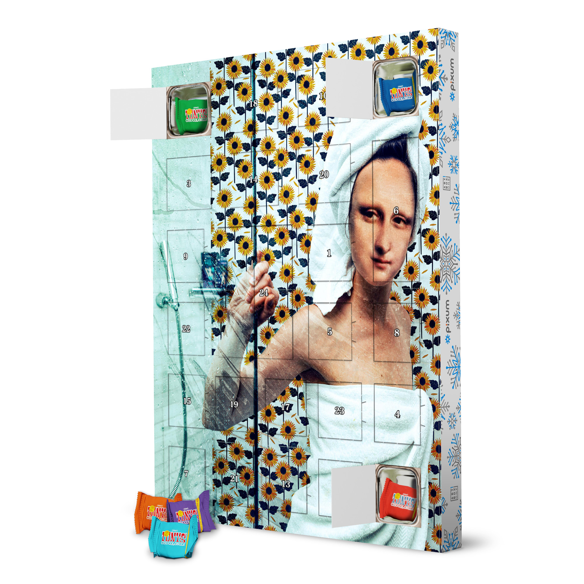 Adventskalender mit Tony's Chocolonely Mona Lisa at home artboxONE Adventskalender Floral
