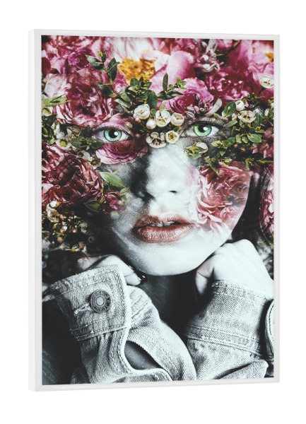 Poster mit weißem Rahmen "Lady with green eyes" artboxONE - Natur,Floral,Menschen