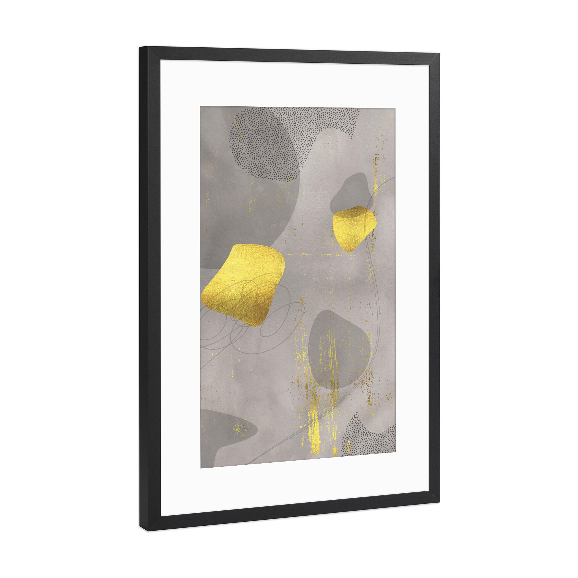 Poster mit Rahmen Schwarz (Metallic) "Mid-Century Vintage ABSTRACT GOLD" artboxONE - Abstrakt,Geometrie