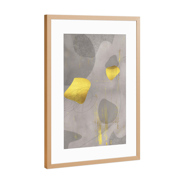 Poster mit Rahmen Kupfer "Mid-Century Vintage ABSTRACT GOLD" artboxONE - Abstrakt,Geometrie
