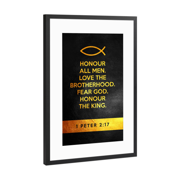 Poster mit Rahmen Schwarz (Metallic) "1 Peter 2:17" artboxONE - Typografie