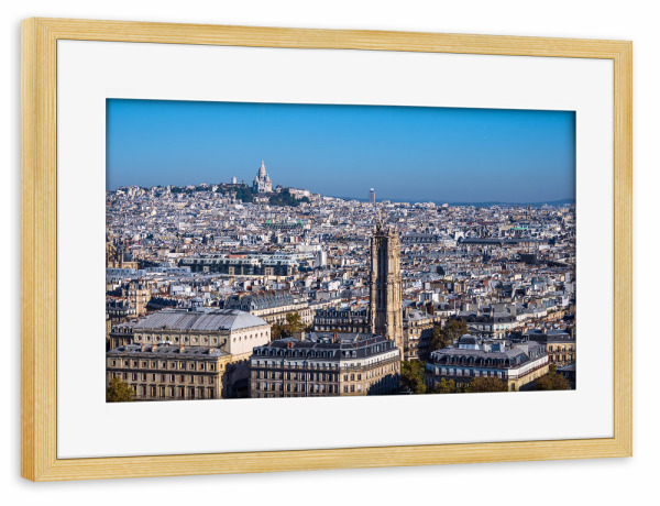 Poster mit Rahmen kiefer "Blick auf die Basilika Sacre-Coeur" artboxONE - Natur,Architektur,Städte / Paris