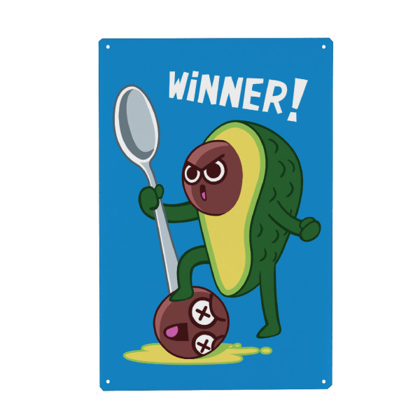 Metall Poster "Avocado Winner" artboxONE - Für Kinder,Essen & Trinken