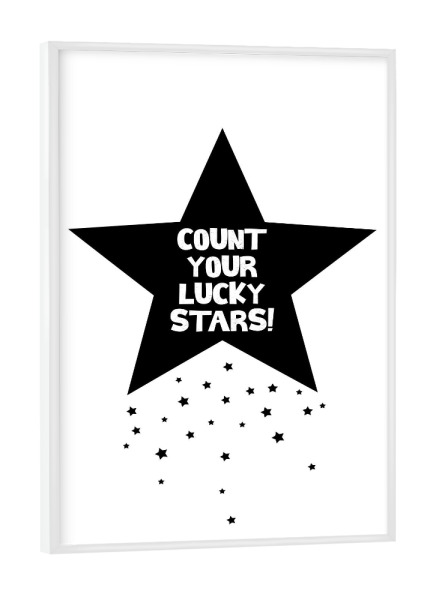 Poster mit weißem Rahmen "Count your lucky stars" artboxONE - Typografie,Für Kinder