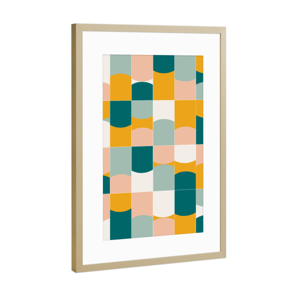 Poster mit Rahmen Gold "Abstract Geometric tiles" artboxONE - Abstrakt,Geometrie