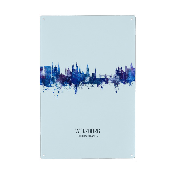 Metall Poster "Würzburg Skyline Dark Blue" artboxONE - Städte