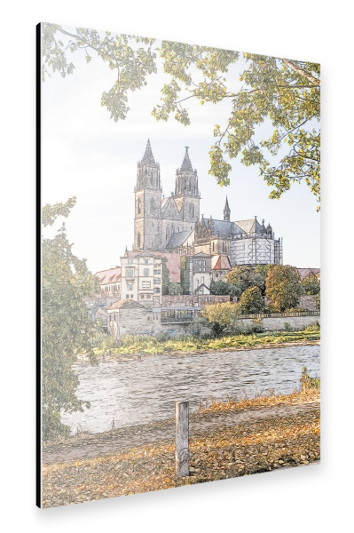 Alu-Dibond "Domviertel Magdeburg" 30x20 cm artboxONE