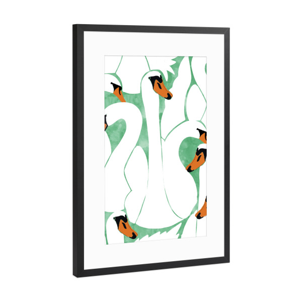 Poster mit Rahmen Schwarz (Metallic) "White Calm Was Born Into A Swan" artboxONE - Natur,Tiere