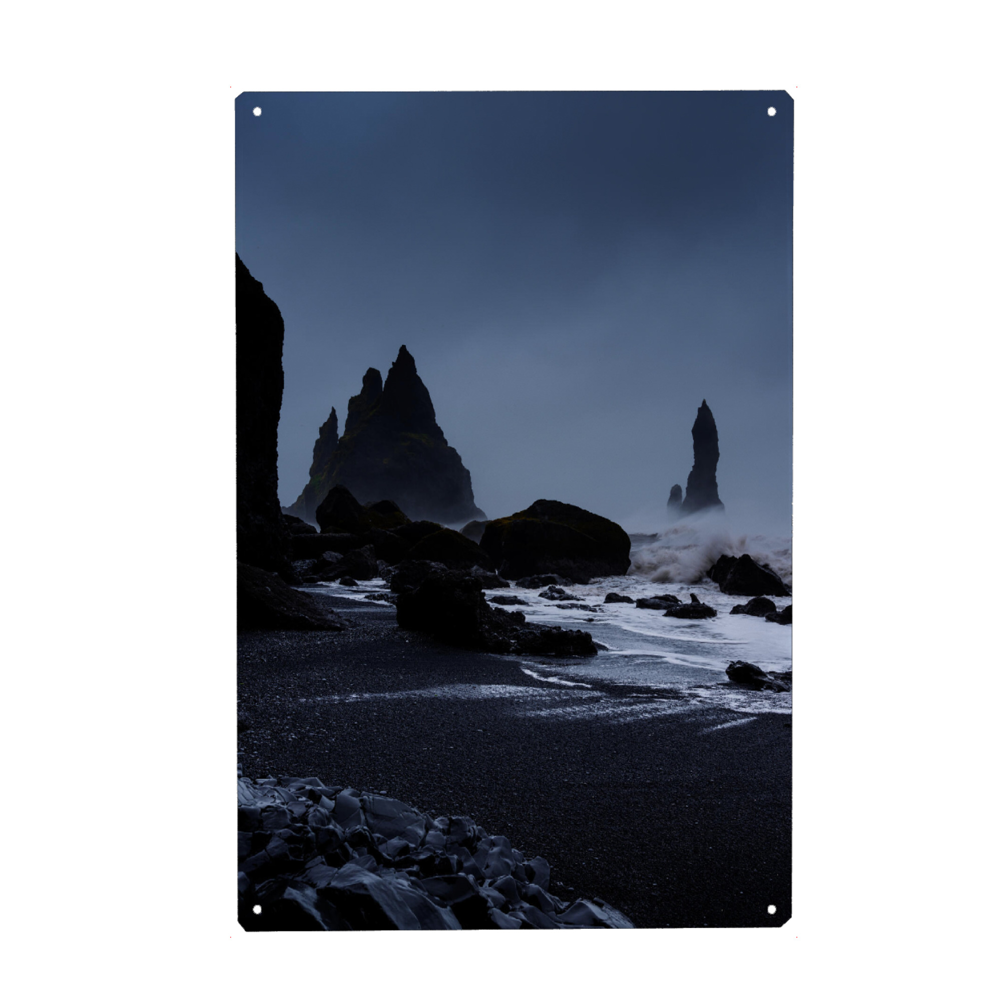 Metall Poster "Dramatic shoreline at Black Beach" artboxONE - Natur,Reise