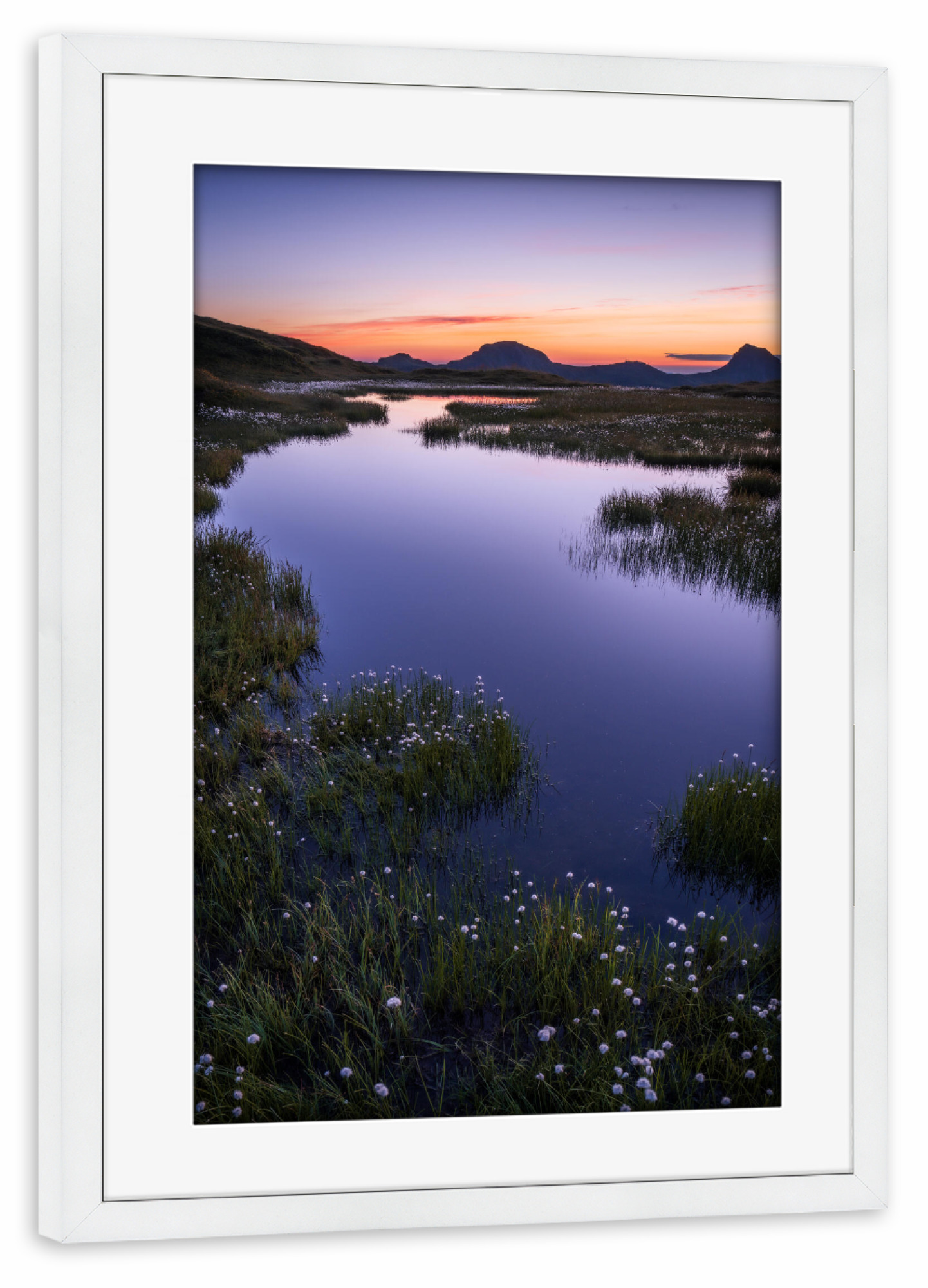 Poster mit Rahmen weiß "Morgensonne in den Alpen" artboxONE - Natur,Reise,Reise / Länder