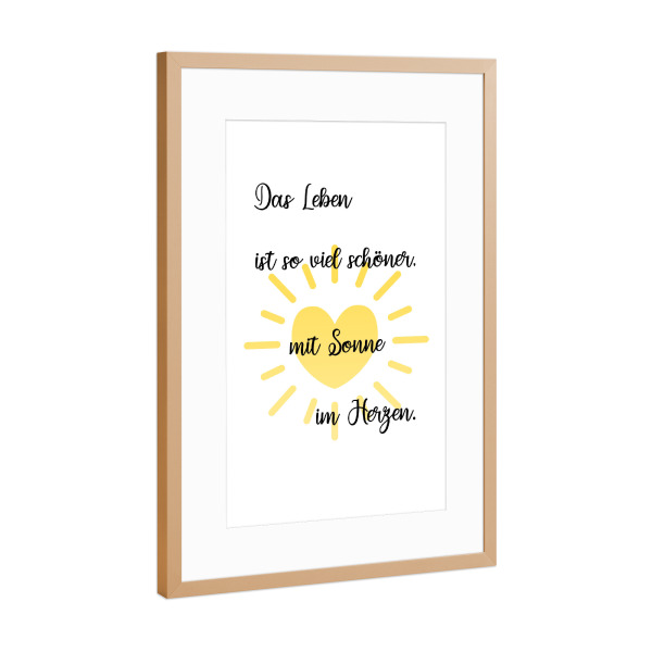 Poster mit Rahmen Kupfer "Sonne im Herzen" artboxONE - Typografie,Menschen