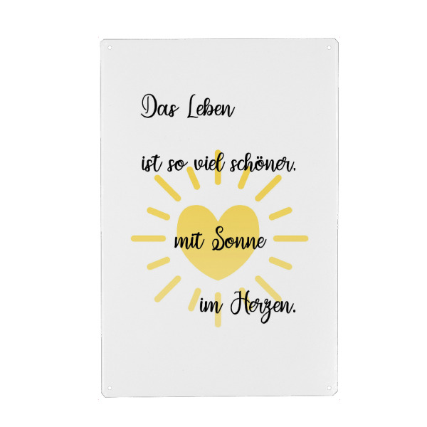 Holzbild "Sonne im Herzen" artboxONE - Typografie,Menschen - Sonne,Herz,Leben,Schön,Freude,Mann,Frau,Glück,Positive,Mindset,Typo,Typografie,Spruch