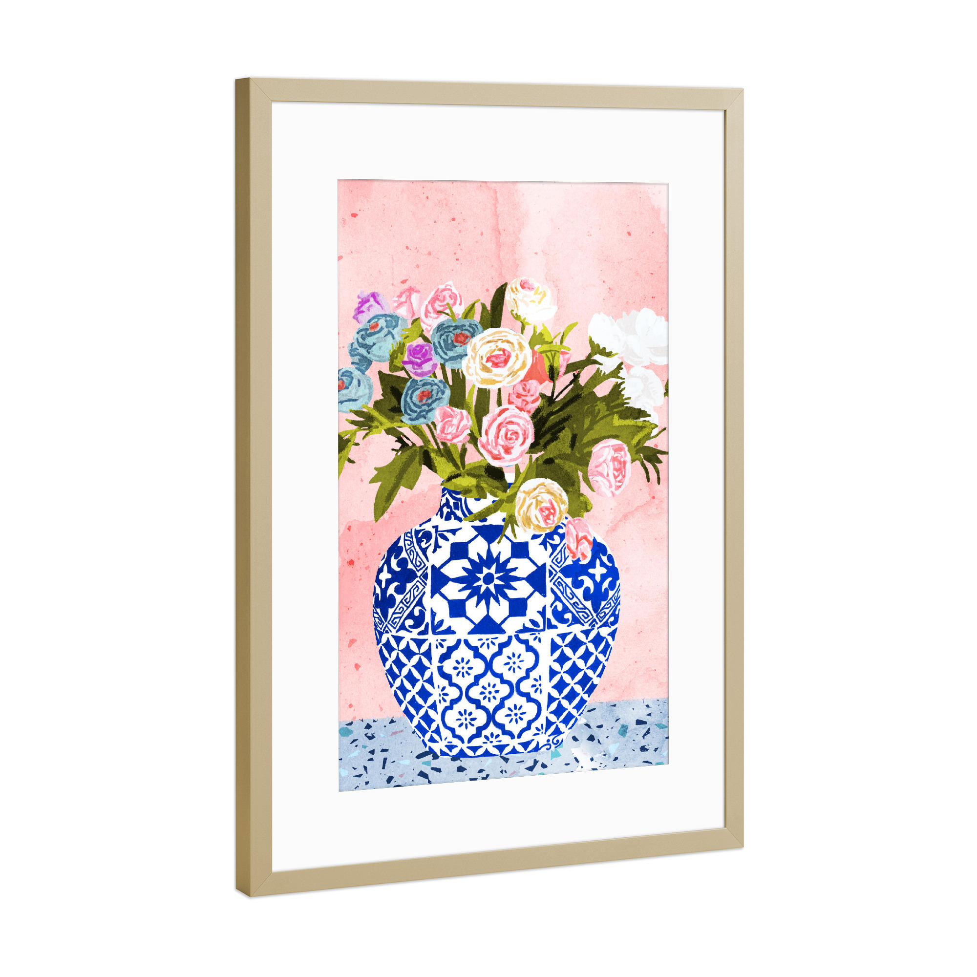 Poster mit Rahmen Gold "Ceramic Planter" artboxONE - Natur