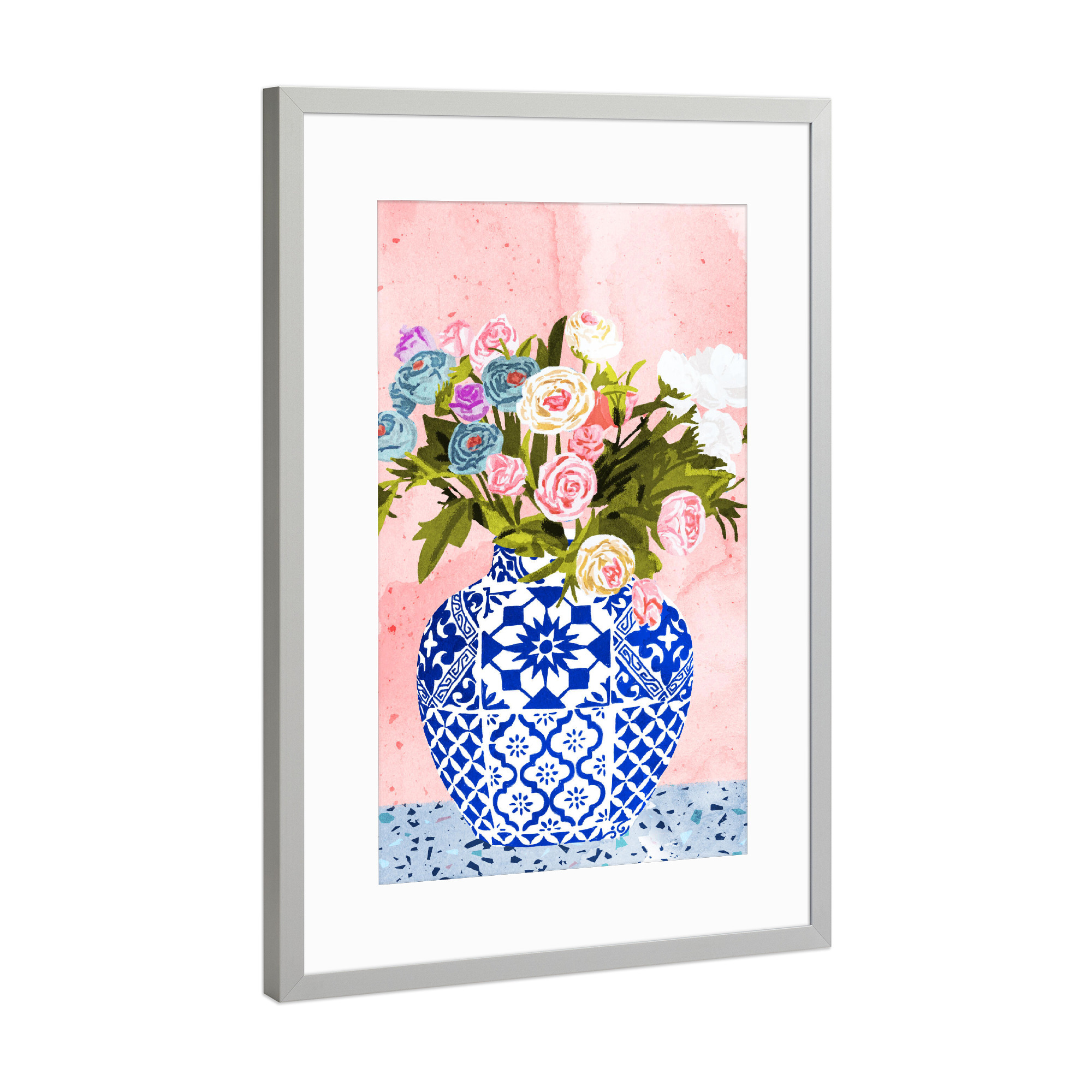 Poster mit Rahmen Silber "Ceramic Planter" artboxONE - Natur