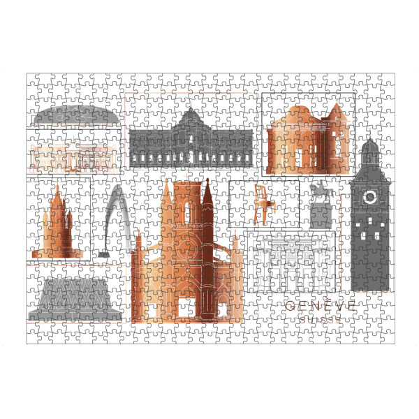 Puzzle Ravensburger "Geneva skyline copper" artboxONE - Städte,Reise,Architektur,Kartografie