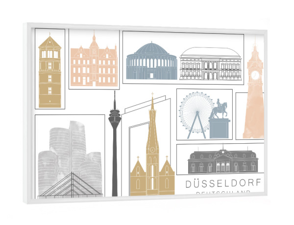 Poster mit weißem Rahmen "Düsseldorf skyline earth" artboxONE - Städte,Reise,Architektur,Städte / Düsseldorf