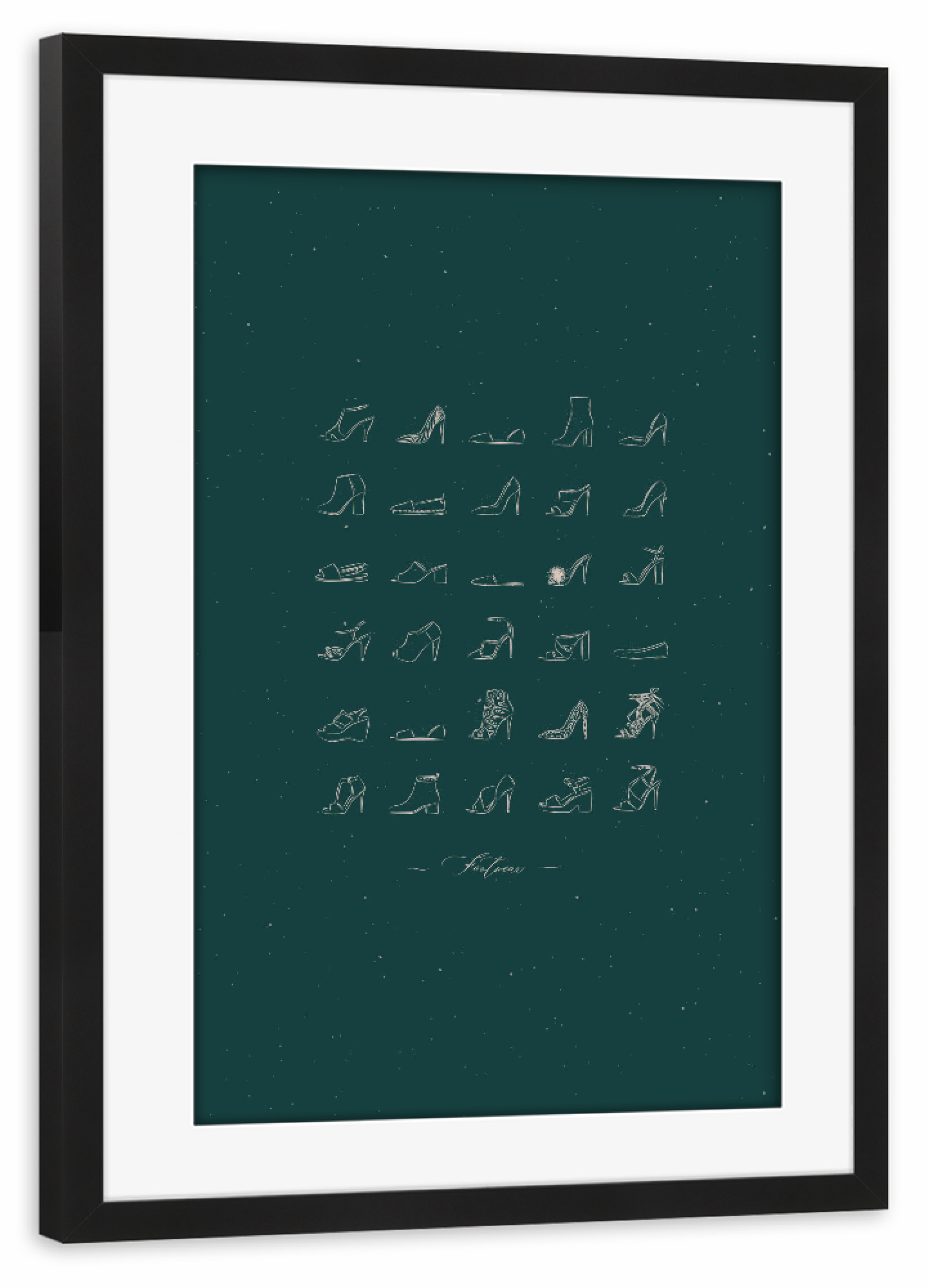 Poster mit Rahmen schwarz "Footwear women shoes vintage green" artboxONE - Fashion,Für Mama