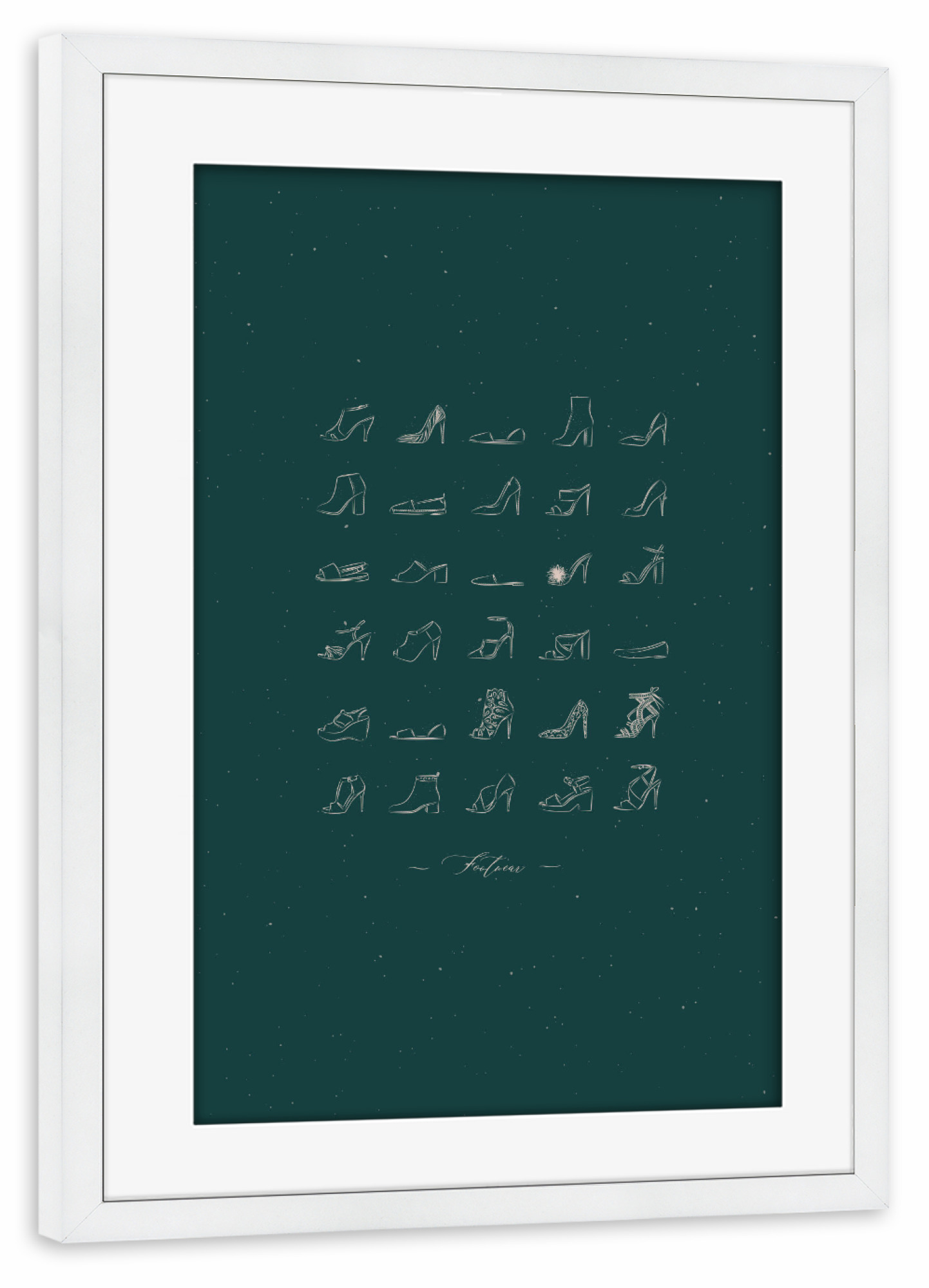 Poster mit Rahmen weiß "Footwear women shoes vintage green" artboxONE - Fashion,Für Mama