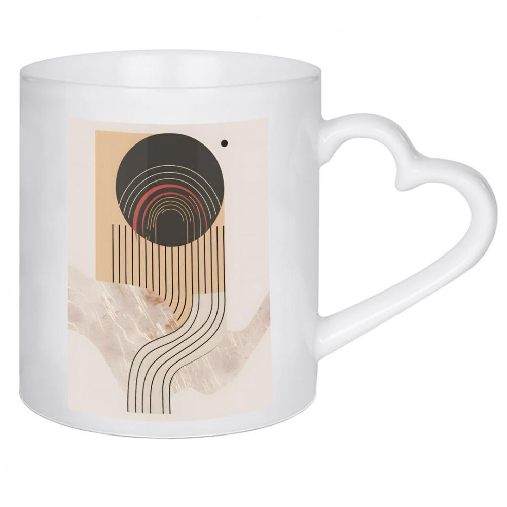 Herztasse "Large circle" artboxONE - Abstrakt,Geometrie - Geometric,Abstract,Modern,Concentric,Arcs,Lines,Circle,Contrast,Beige,Red