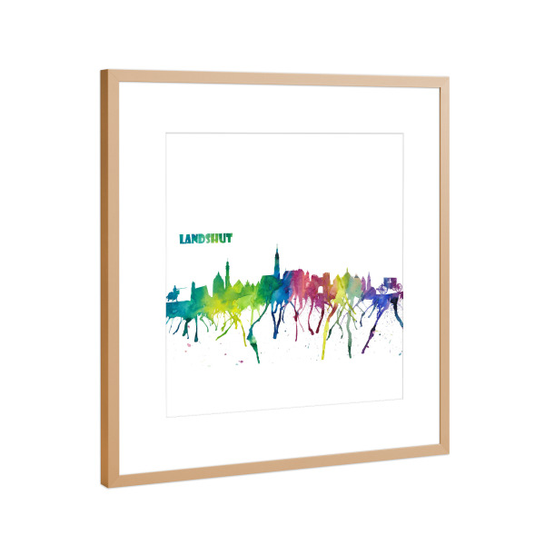 Poster mit Rahmen Kupfer "Landshut Skyline Silhouette" artboxONE - Städte,Reise