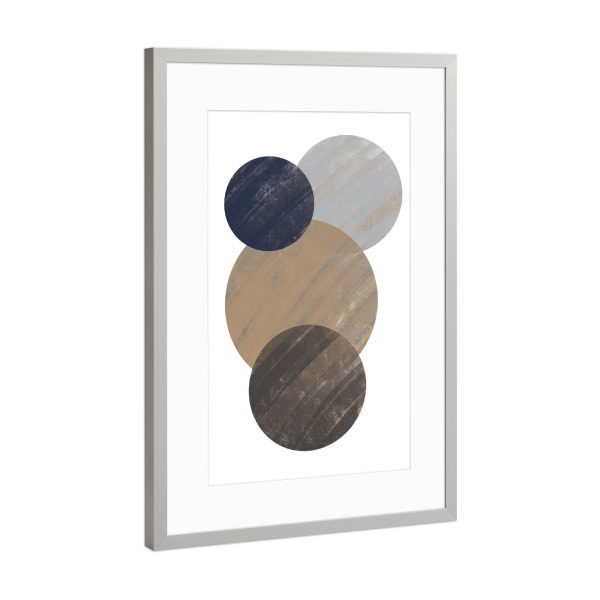 Poster mit Rahmen Silber "Abstract Circles grey and gold" artboxONE - Abstrakt,Geometrie