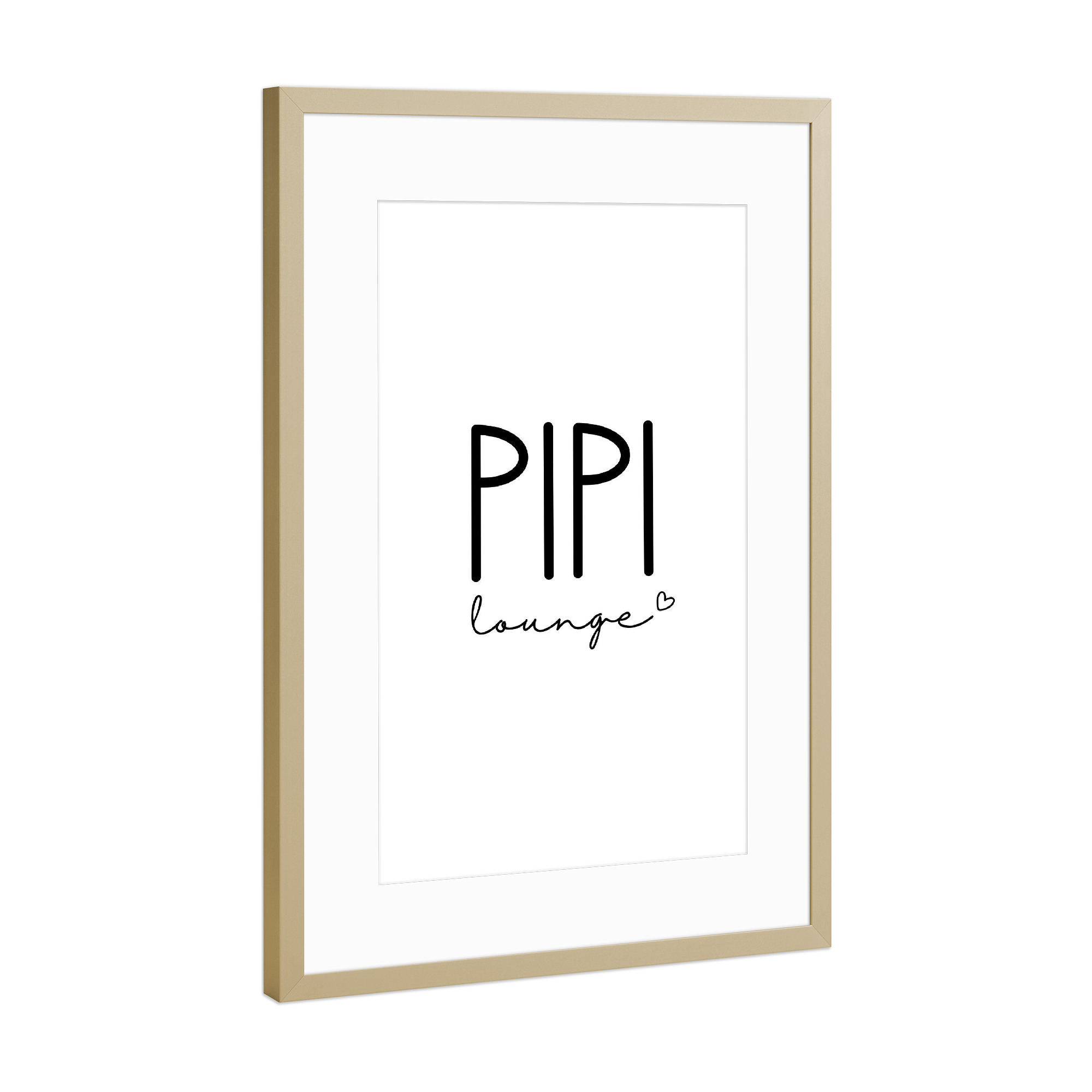 Poster mit Rahmen Gold "Pipi Lounge | Toilette" artboxONE - Typografie,Für Kinder,Schwarzweiß,Für Mama,Für Papa