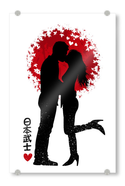 Acrylglasbild "Couple Love" artboxONE - Menschen,Liebe - Couple,Love,Kanji,Japan,Kiss,Liebe,Silhouette,People,Menschen