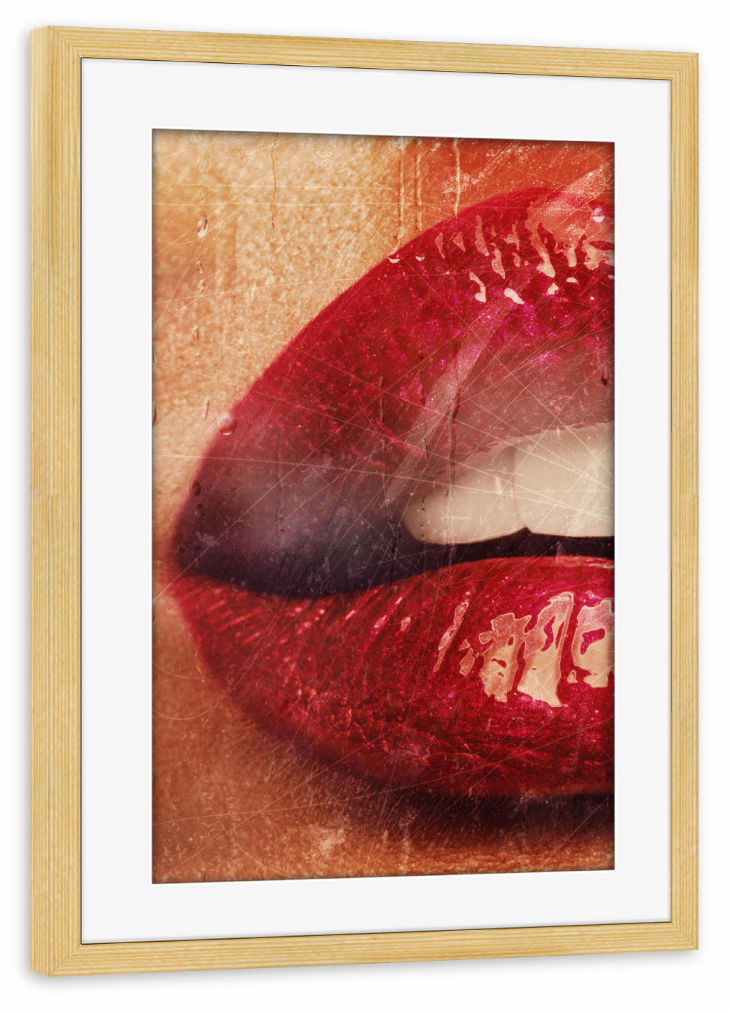 Poster mit Rahmen kiefer "Red lips close up" artboxONE - Menschen