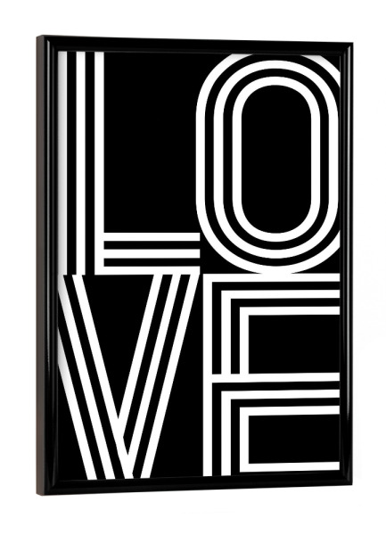 Poster mit schwarzem Rahmen "LOVE - black- retro" artboxONE - Typografie,Schwarzweiß,Liebe