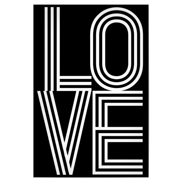 Poster "LOVE - black- retro" artboxONE - Typografie,Schwarzweiß,Liebe