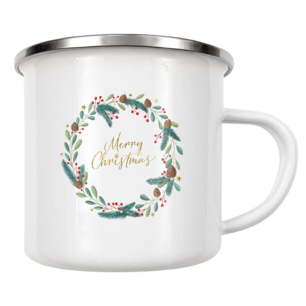 Emaille Tasse "Weihnachten naht" artboxONE - Typografie,Floral,Weihnachten