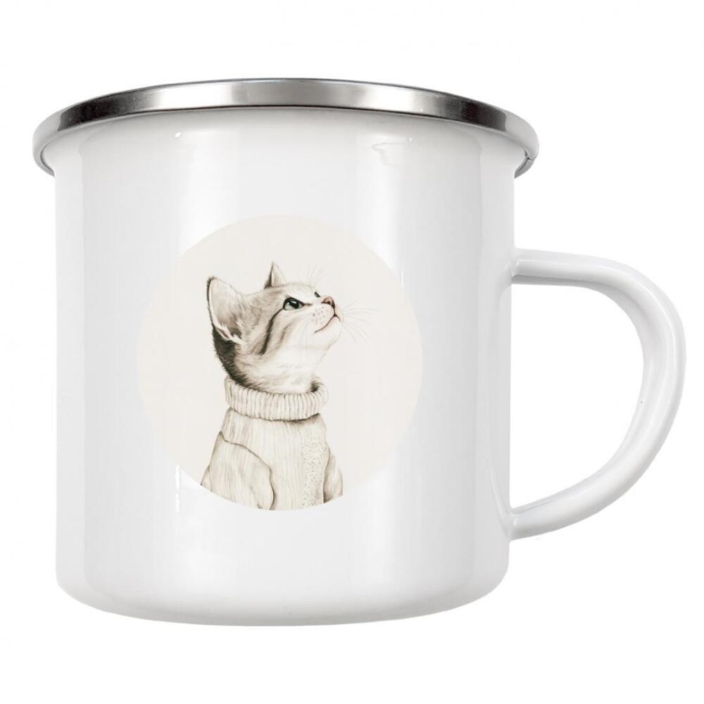 Emaille Tasse "Sam Niedliche Katzenliebe" artboxONE - Natur,Tiere,Liebe