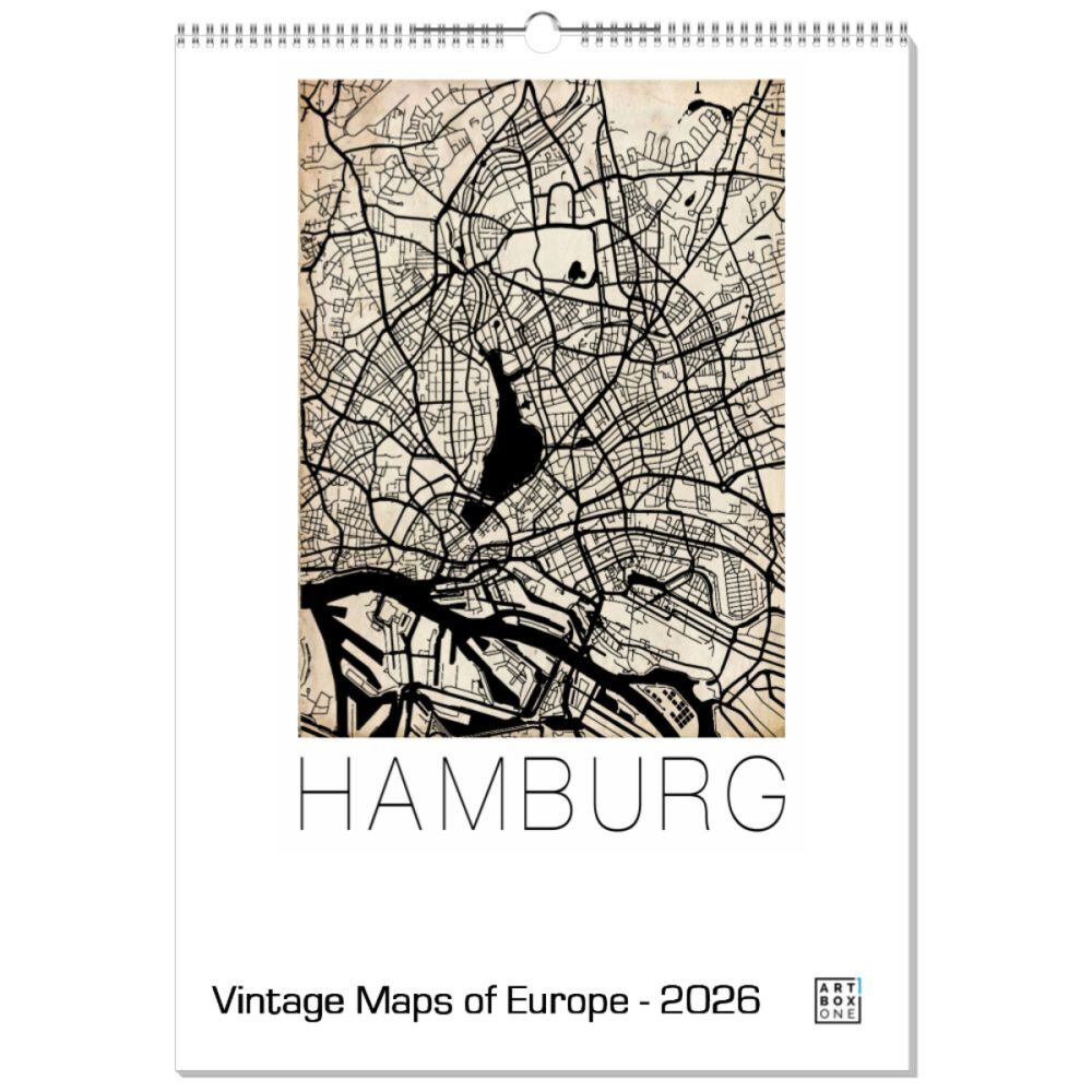 artboxONE Wandkalender A2 2026 Vintage Maps of Europe Städte