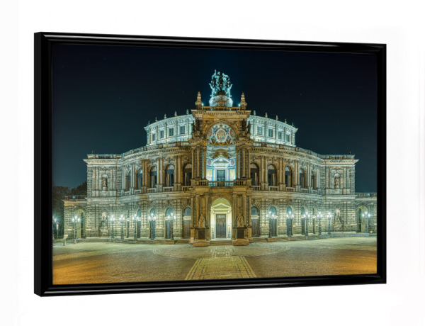 Poster mit schwarzem Rahmen "Semperoper in Dresden bei Nacht" artboxONE - Reise,Architektur,Städte / Dresden