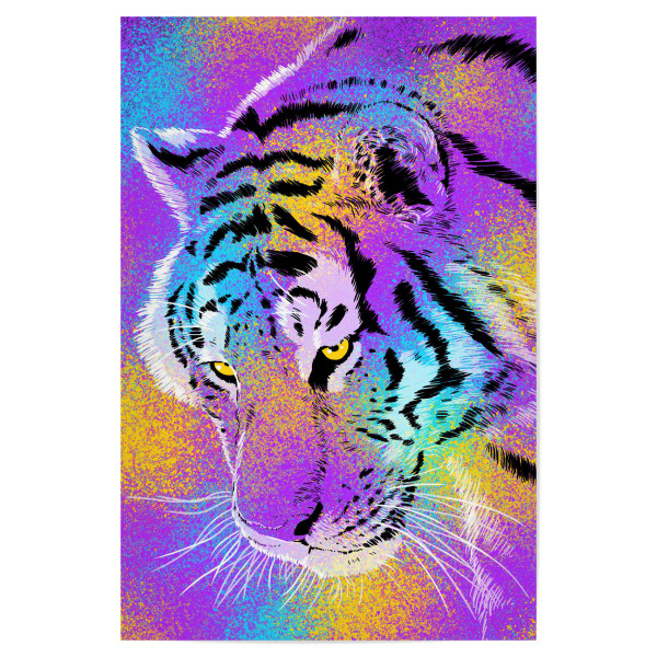 Poster 30x20 cm "Tiger rainbow colors" artboxONE - Tiere,Streetart - Feline,Riger,Cat,Predator,Colorful,Rainbow,Katze,Tier,Animal,Streetart,Bunt