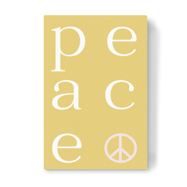 Leinwandbild "Peace in Gelb" artboxONE - Typografie,Abstrakt,Menschen,Festivals