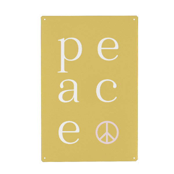 Metall Poster "Peace in Gelb" artboxONE - Typografie,Abstrakt,Menschen,Festivals